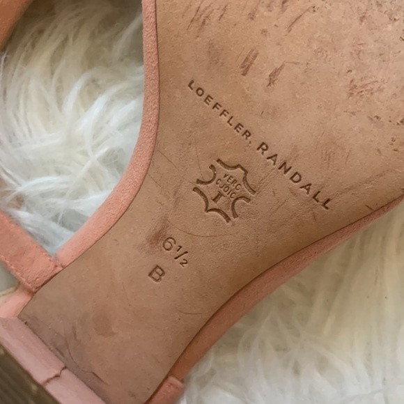Loeffler Randal Layla Blush Pink Suede Block Heel Ankle Strap Pom Sandals Sz 6.5 - Picture 9 of 14